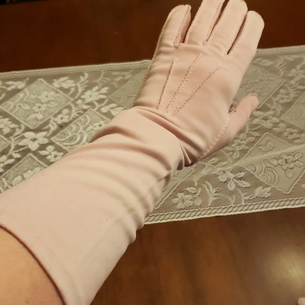 Vintage Stretch Nylon Pink Gloves 7